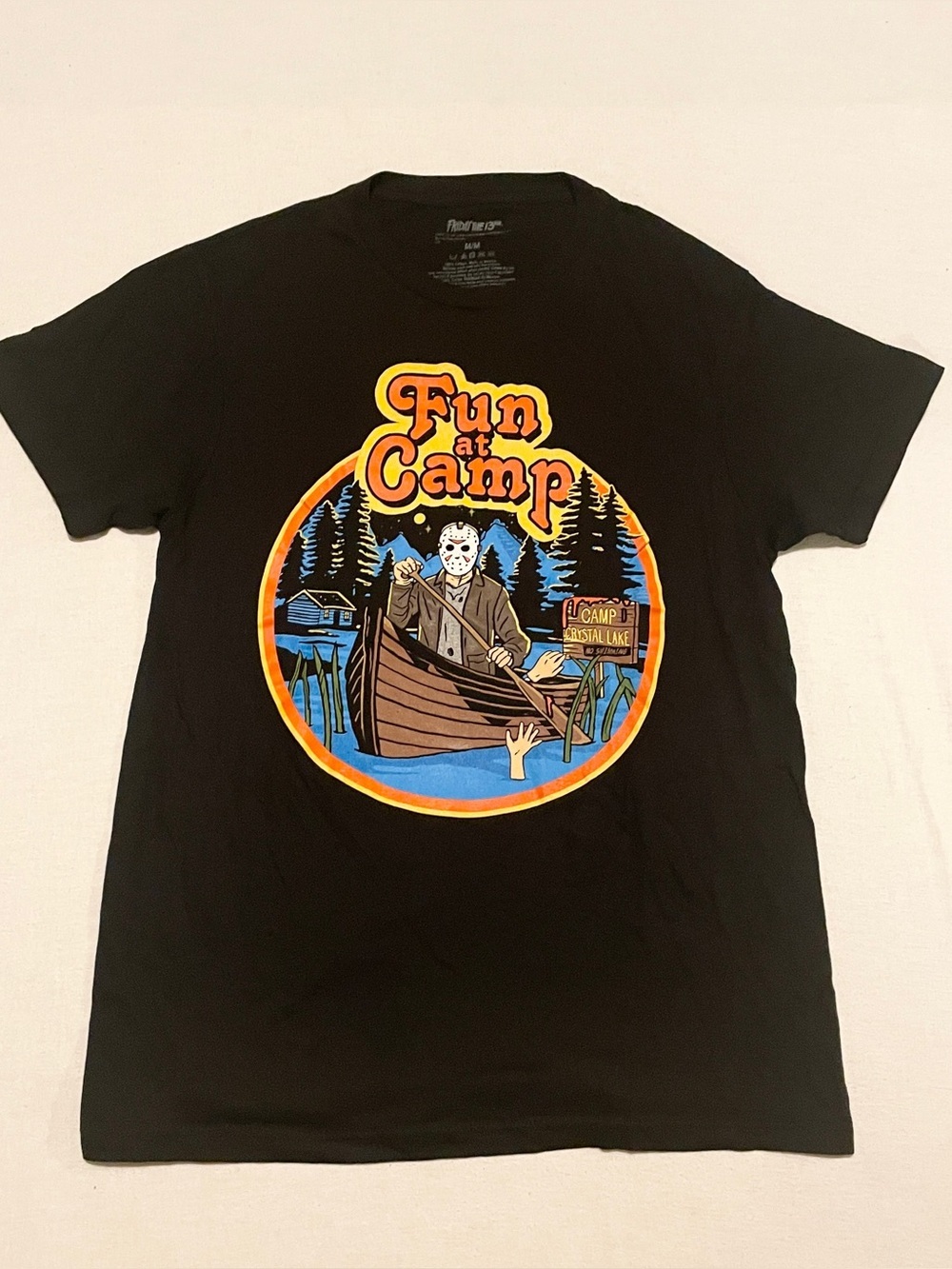 Friday the 13th Jason Voorhees Fun at Camp Crystal Lake Graphic Tee Size M